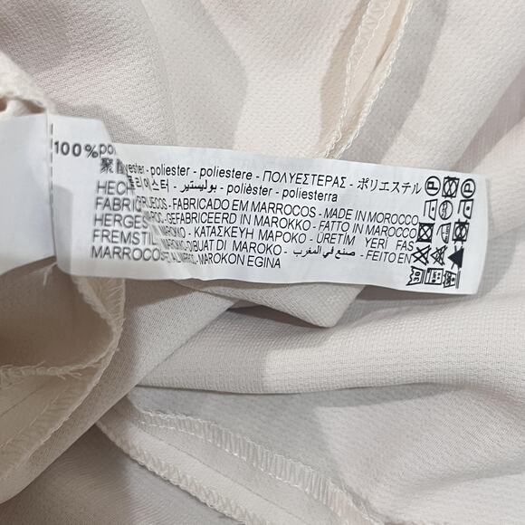 Zara Skirt Womens Medium Ivory Belted A-Line Midi Side Zip High Waist Polyester - Picture 10 of 10